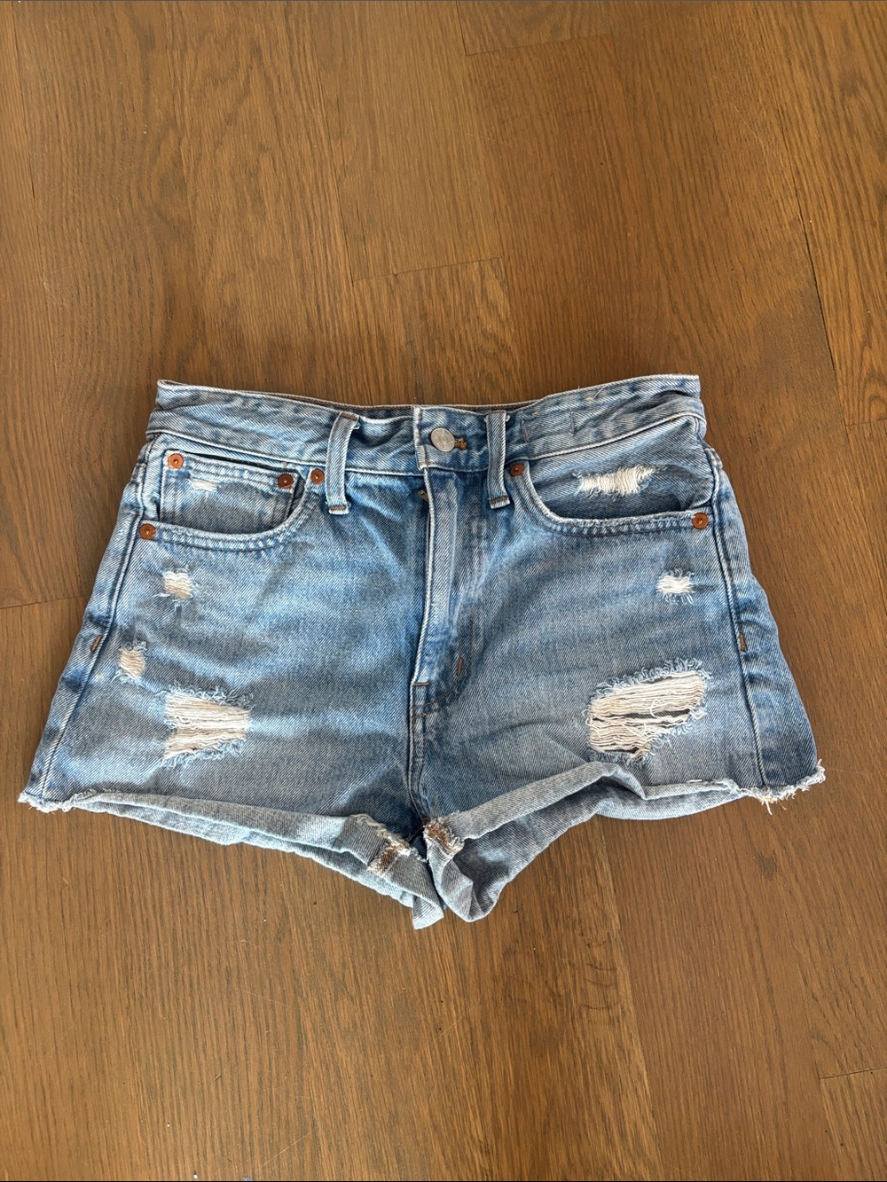 Madewell Women's Light Blue Distressed Relaxed Denim Shorts